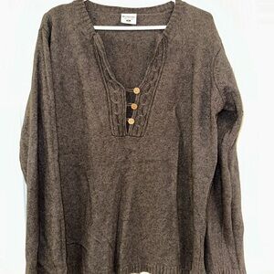 Columbia Gray V-Neck Sweater Cozy Knit